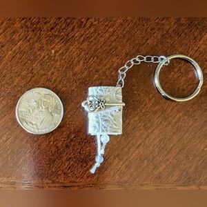 Cute book journal fancy key bookmark beads faux leather wrapped diary Keychain
